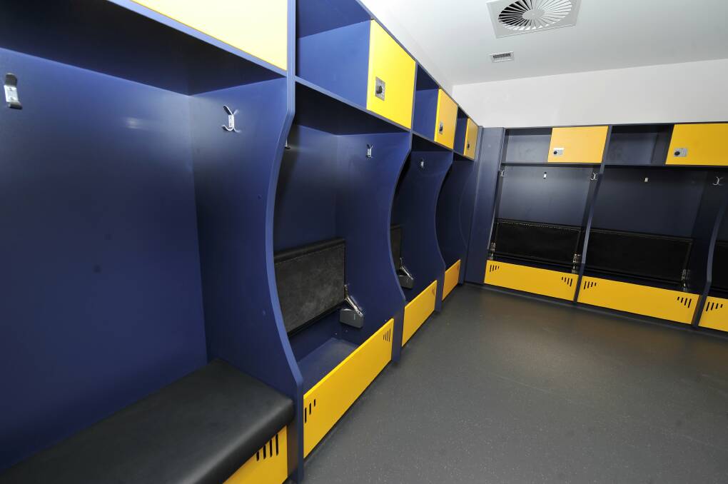 CHANGE: Miners and Rush's American college-style locker rooms.