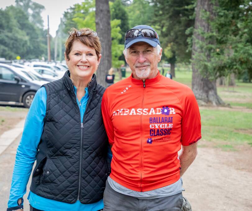 ACTION: Homegrown AFL premiership player and coach Michael Malthouse and his wife Nanette, a breast cancer survivor, are calling on people to get moving for Ballarat Cycle Classic. Picture: Fiona Elsey Cancer Research Institute