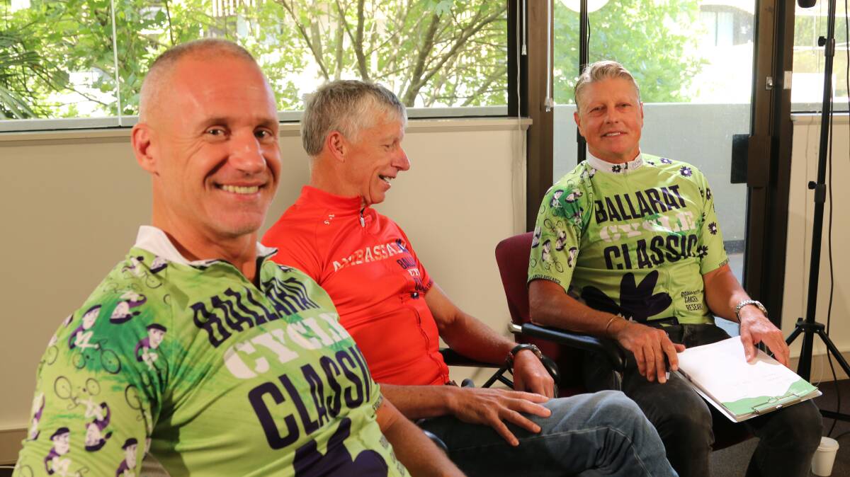 Danny Frawley's mates Paul Tuddenham, Mark Foley and Michael Roberts are ready to ride in honour of their mates and long-time Ballarat Cycle Classic ambassador. 