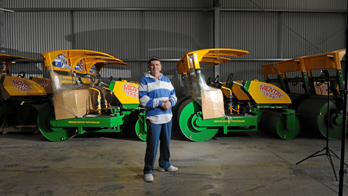 SUCCESS: Maurice Menhennet, of Mentay Engineering, wins Power Equipment magazines product of the year award for his newly designed ride-on cricket pitch roller in 2013. PICTURE: Justin Whitelock