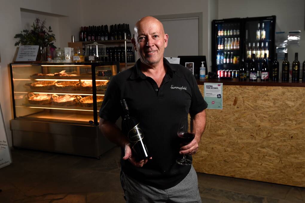 OUTLOOK: Mark Summerfield says he is a glass half-full winemaker. His shopfront in Moonambel has been selling pizza and wine to locals amid lockdown. Picture: Adam Trafford