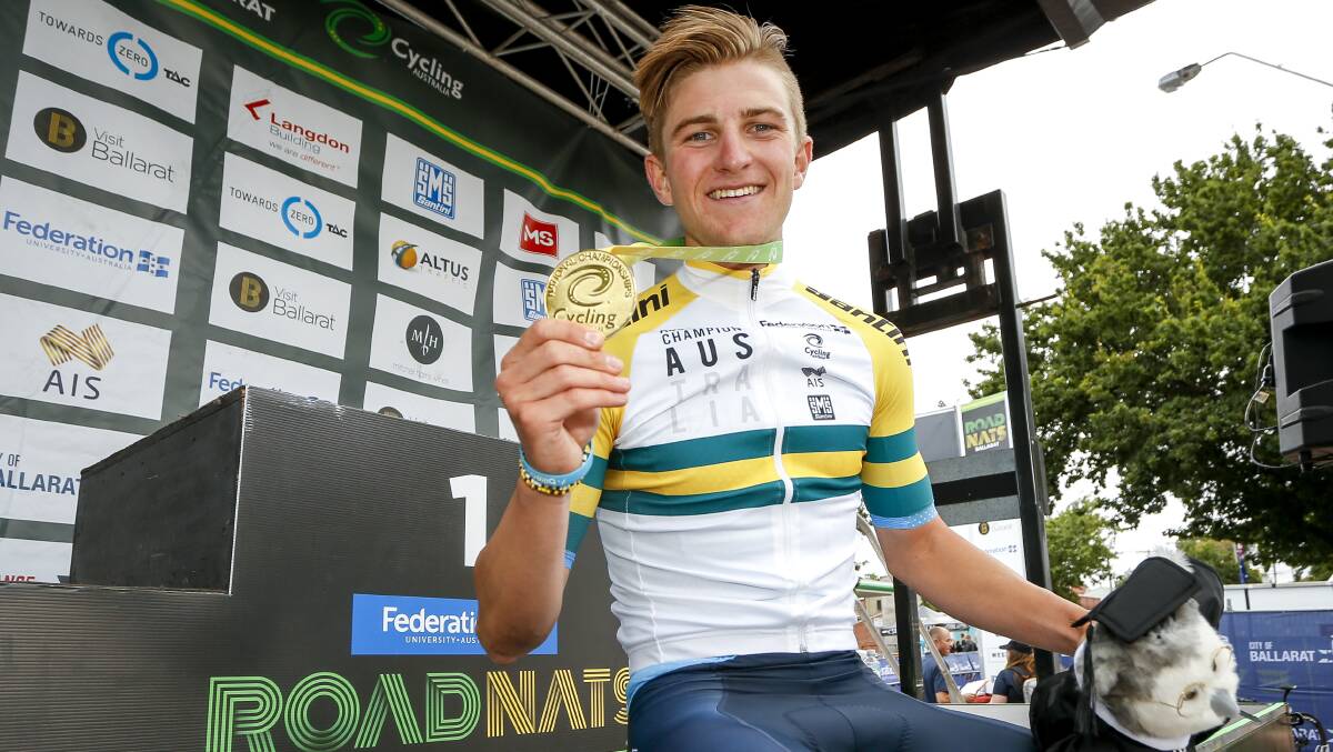 HOMETOWN PROUD: Ballarat's Nick White will be back on after winning the Australian under-23 road title in Buninyong last summer. Picture: Dylan Burns