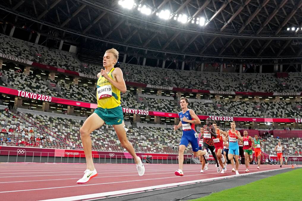 GROUNDWORK: Stewart McSweyn, in action in Tokyo for the men's 1500 metres, and Brett Robinson fine-tuned their craft in Ballarat. PICTURE: USA TODAY Network/Sipa USA
