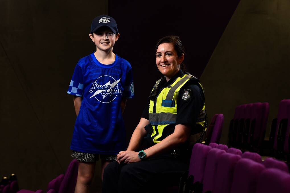 FORCE FOR GOOD: Phoenix Blue Light Blue Edge graduate Lachie Jew catches up with Sergeant Lisa MacDougal, who helped lead the challenging program in Ballarat. Picture: Adam Trafford