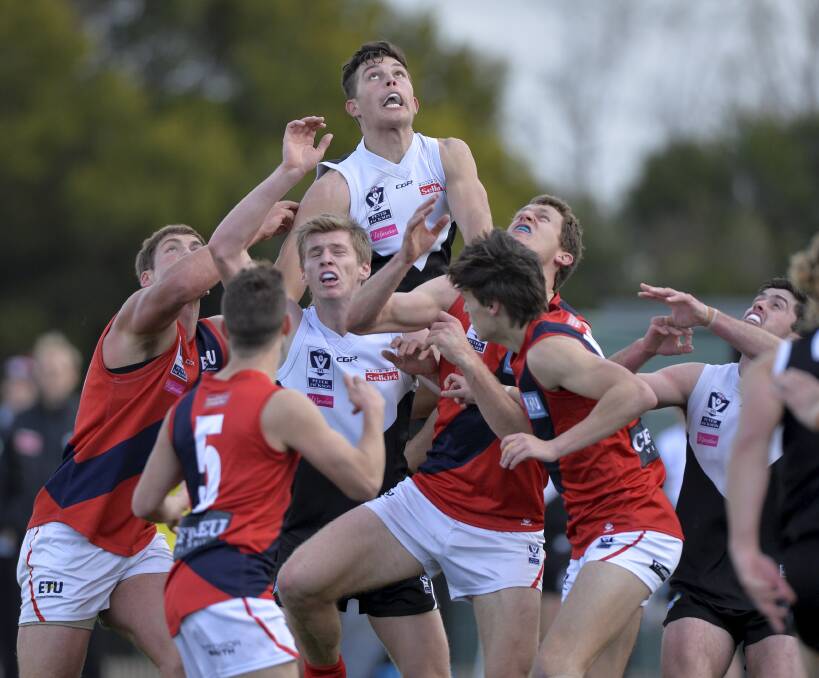 PACK LEADER: For North Ballarat Roosters to get on top of powers like this week's grand finalist Casey Scorpions, they need to keep developing mature bodies and experience. Picture: Dylan Burns