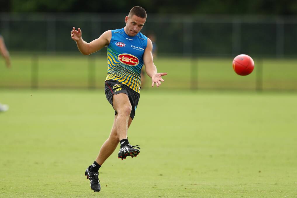 NEXT LEVEL: Former North Ballarat Rooster James Tsitas in training with Gold Coast Suns in late January. He was signed as a rookie to the Suns this week. Picture: Chris Hyde, Getty Images