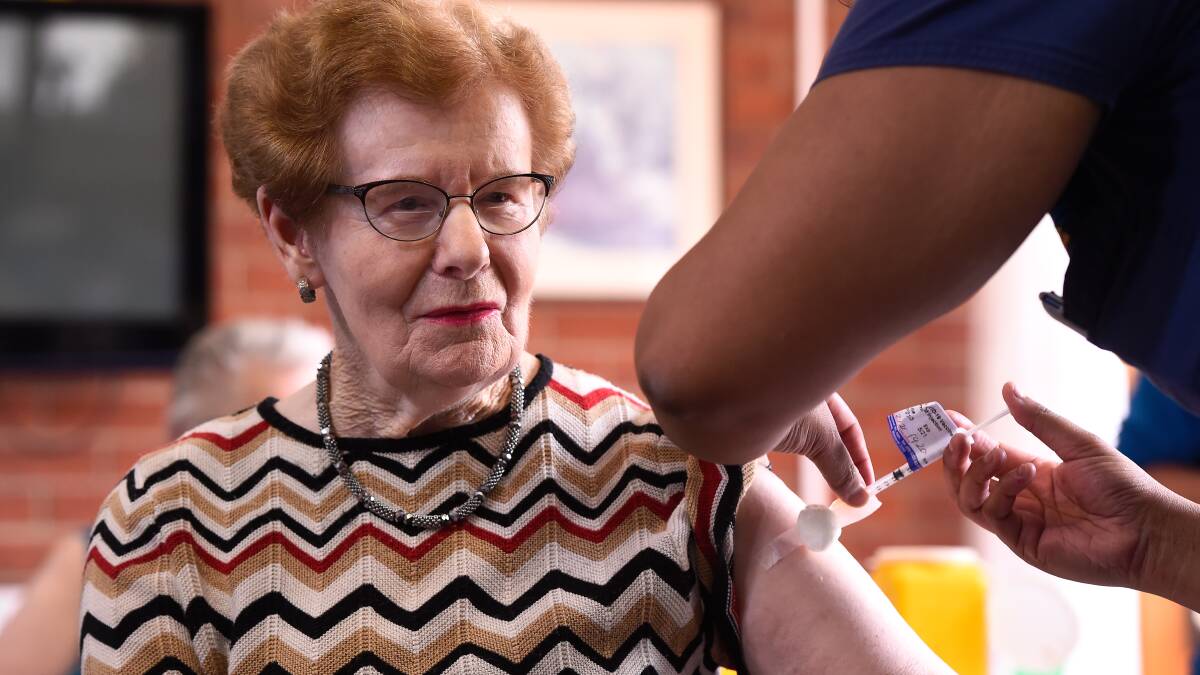  LEADING EXAMPLE: James Thomas Court resident Elizabeth Lowday is one of Ballarat's first residents to receive the Pfizer vaccine to protect against COVID-19. Picture: Adam Trafford