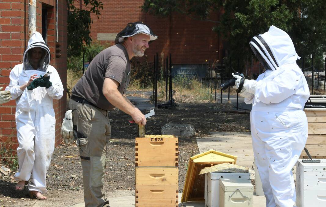 WORKER BEES: Backyard Bee Keeping's Scott Denno says being part of the nation's almond pollination movement is great for his bees' health. Picture: Lachlan Bence