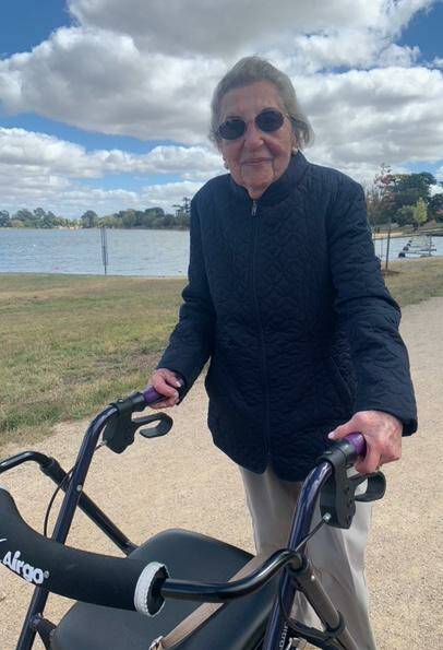 IN THE MOMENT: Holocaust and COVID survivor Marianne Schwarz takes in a lap of Lake Wendouree in a weekend visit to Ballarat. Picture: Schwarz family