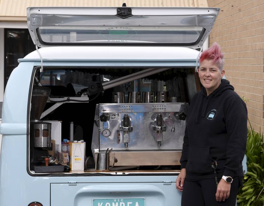 BREWING: Kombi for a Cause's Kyllie Garrett is teaming with disability employment service EGS Solutions for a run of free community coffees. Picture: Lachlan Bence