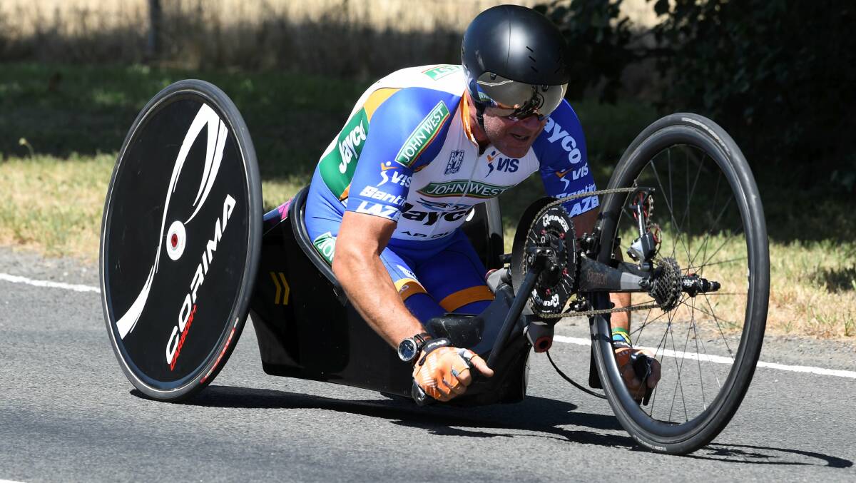  Stuart Tripp contests the para-cycling national championships time trial. Picture: Lachlan Bence