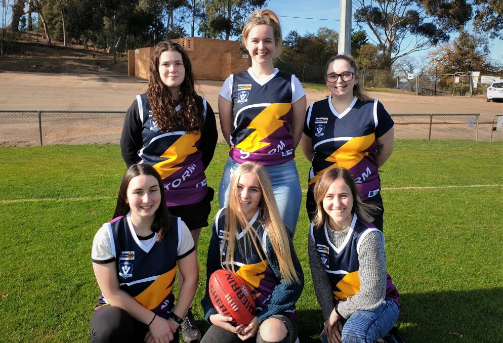 READY: Ararat Storm coach Beck Phillips, a former Golden Point Dragon (on right), says this is also a chance for girls to try football. Picture: Ararat Advertiser