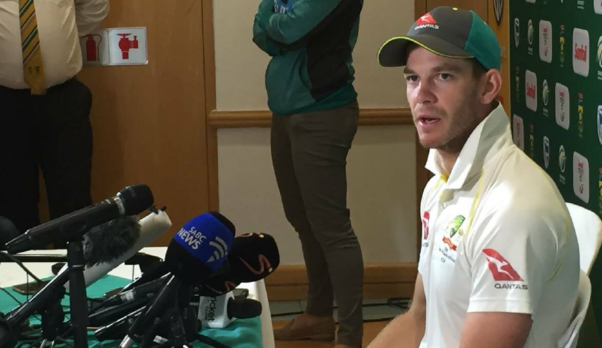 DEFIANT: Paine responds to a question over his captaincy future. Picture: Andrew Mathieson