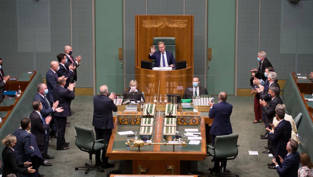Speaker of the House of Representatives Tony Smith received a standing ovation during question time on Monday. Picture: Sitthixay Ditthavong 