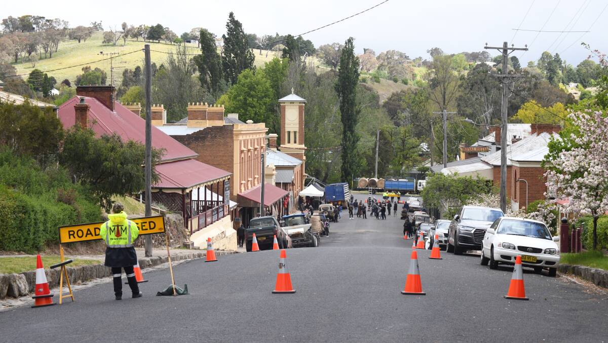 The road leading into Carcoar was closed off while filming for The Deb was underway. Picture by Carla Freedman