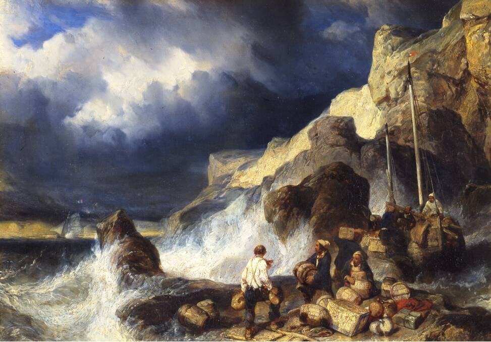 Eugène Isabey, Contrebandiers embarquant des marchandises, 1837.