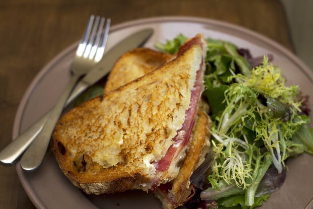 SIMPLE PLEASURES: The croque monsieur is usually served in cafes with a green salad on the side. Photo: Le Péché Gourmand. 