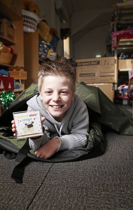 HELPING OUT: Jake Sbardella has sold more than 70 happiness advent calendars to raise money to buy swag beds for homeless people. 
