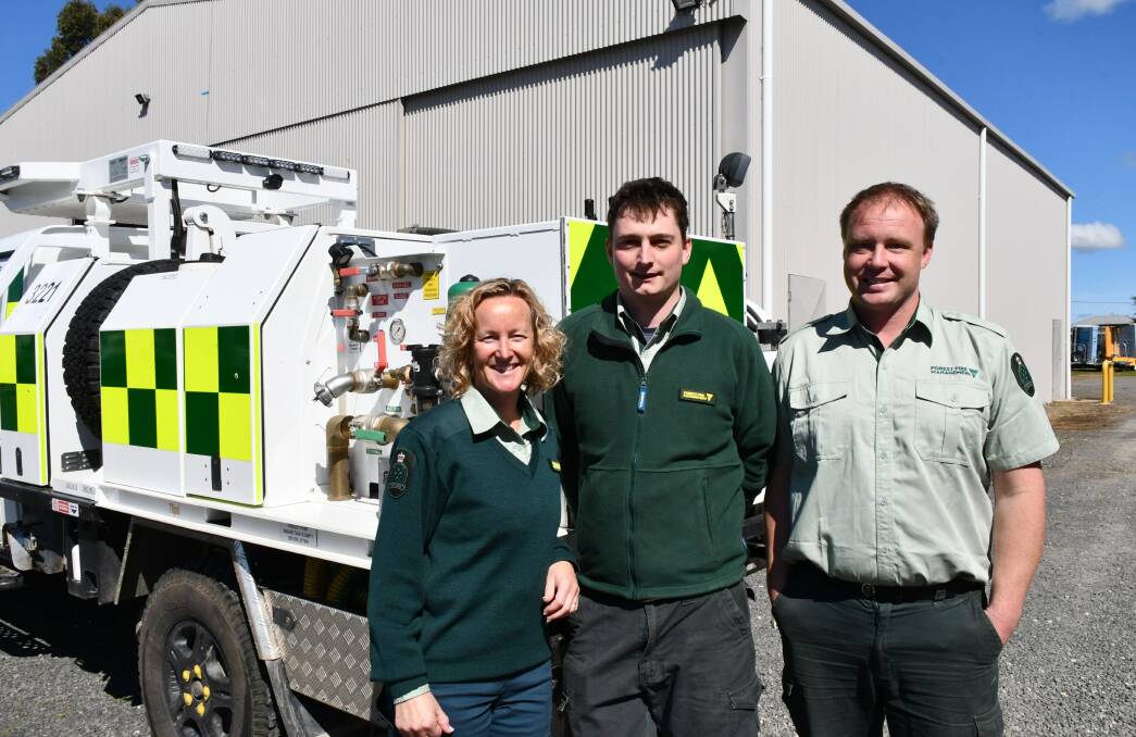 Forest Fire Management Victoria's Midlands district manager Jasmine Filmer with operations officers Andrew Brown and Pete Greenfield.