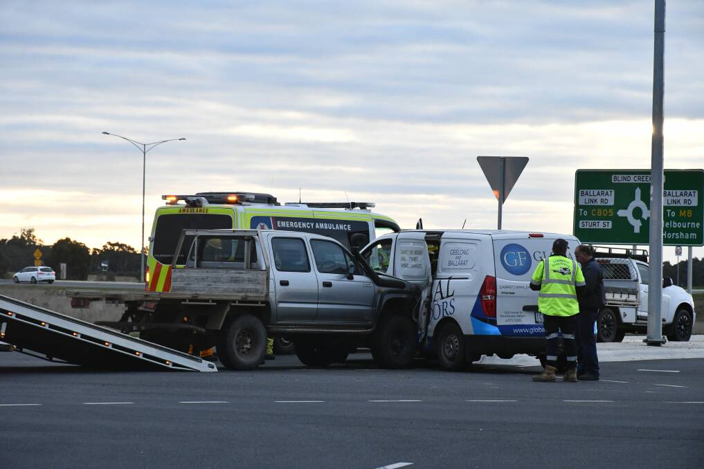 Troubled: A two-car crash at the Ring Road and Gregory Street West intersection on Wednesday. Picture: The Courier