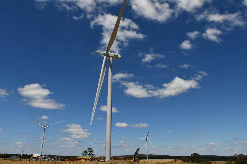 In a spin: Turbines with blades attached near Mount Egerton on Friday.