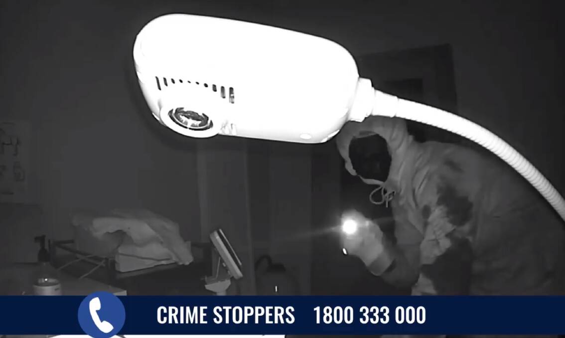 Eerie: The men broke into a doctor's office on Monday morning in Talbot. Picture: Victoria Police Media