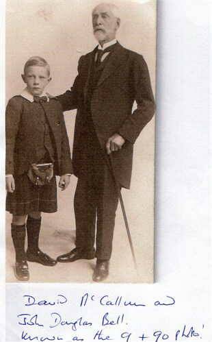 Mr Bell's ancestors - his great-grandfather David McCallum, right, was born in Bendigo. He is pictured with Mr Bell's uncle John Bell. Picture: Ancestry.com/Fiona Mather