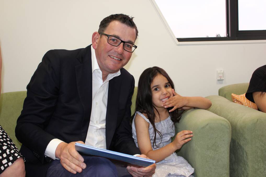 Premier Daniel Andrews with four-year-old Olivia at the new BADAC medical centre. Picture: Ashleigh McMillan