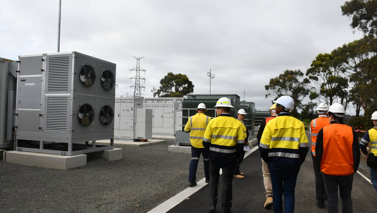 Stakeholders take a tour of the battery project. Picture: Alex Ford