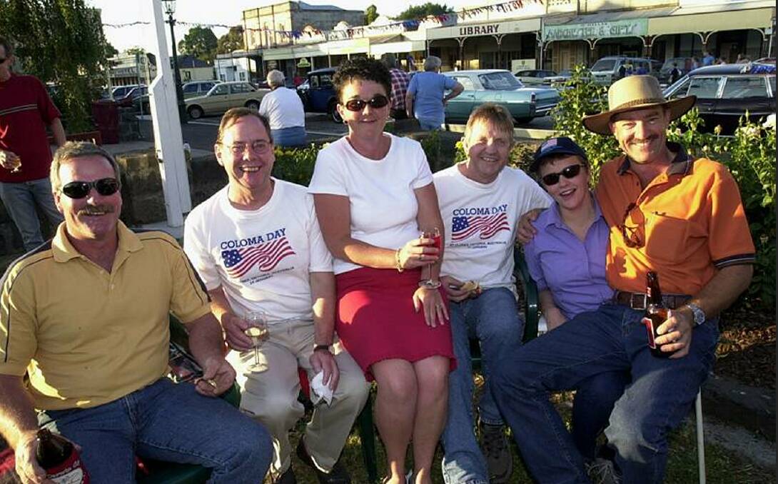 Mr Hayes (second from left) helping celebrate Coloma Day in Clunes in 2002. File photo