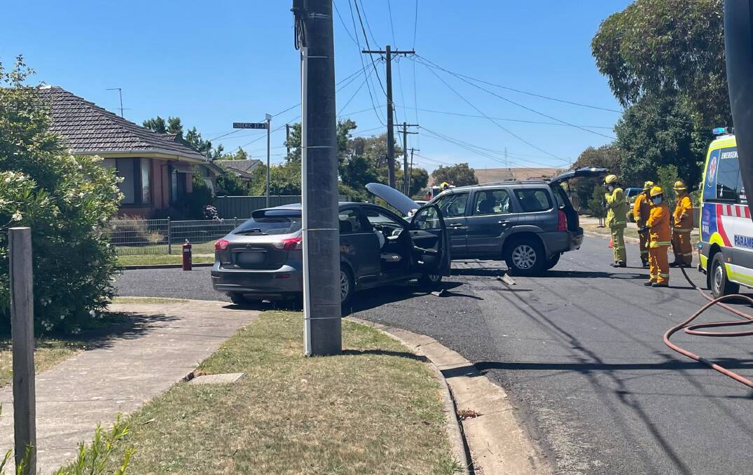 Crews at the crash scene in Wendouree. Picture: The Courier