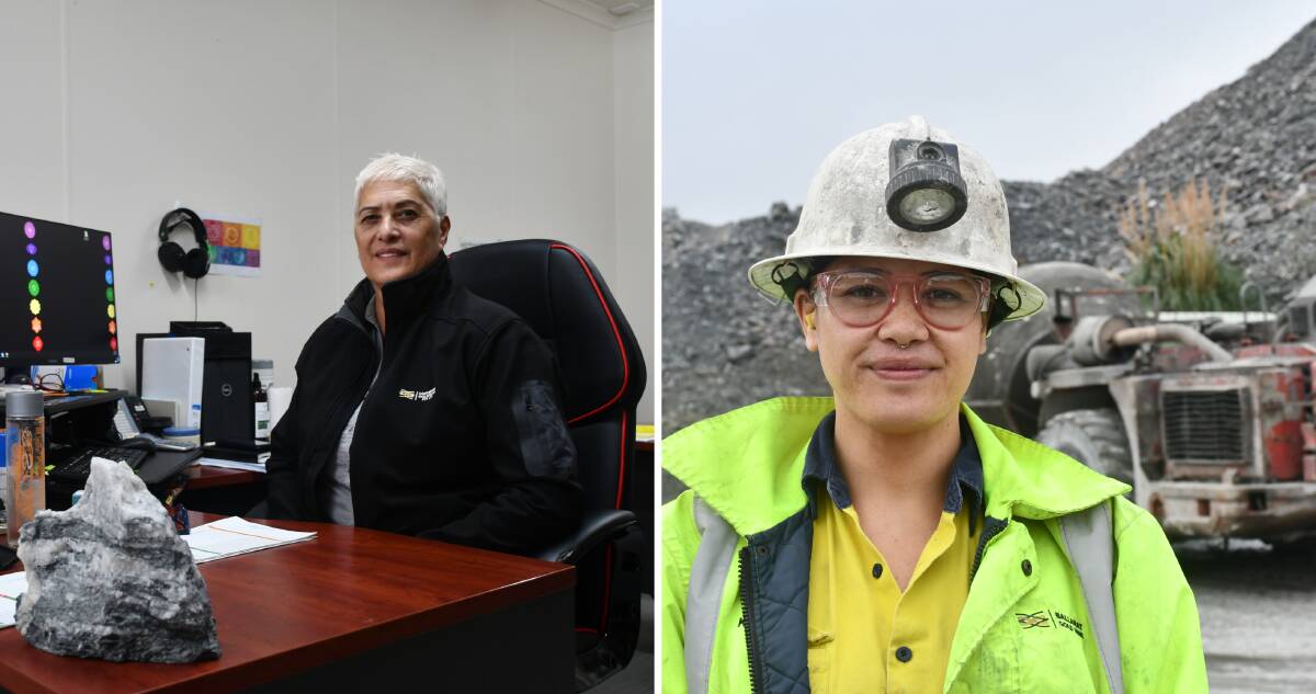 Bring it on: Ballarat gold mine truck operator Kirstie Pihama and administration coordinator Trisha Pulham. Pictures: The Courier