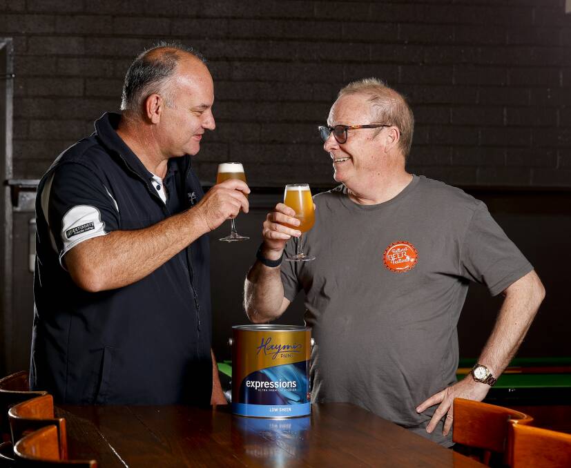 Haymes Paints' Matt Haymes with Ballarat Beer Festival director Rick Dexter. Picture: Luke Hemer