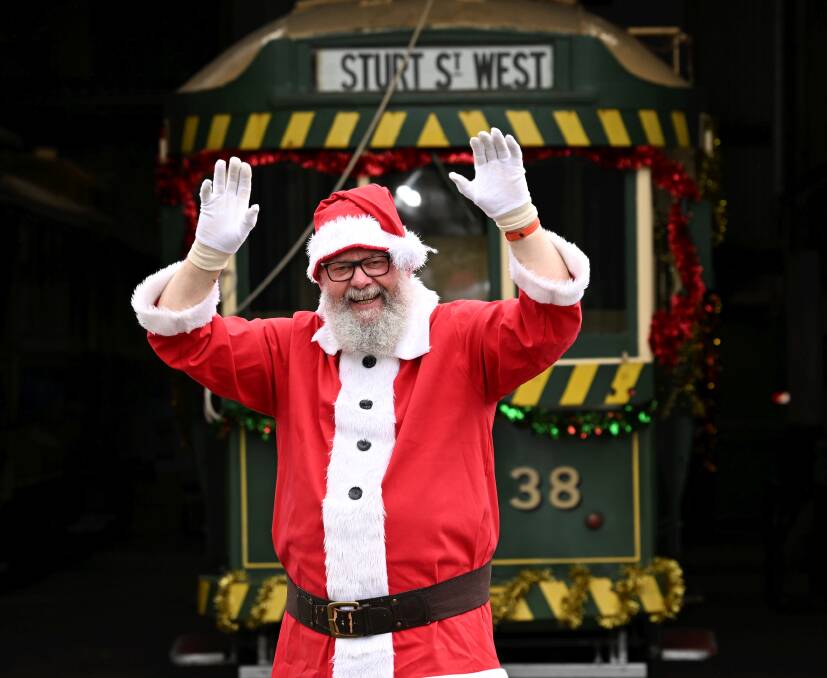 Santa, alias Peter Waugh, will be riding Ballarat's tram on Saturdays and Sundays. Picture by Lachlan Bence