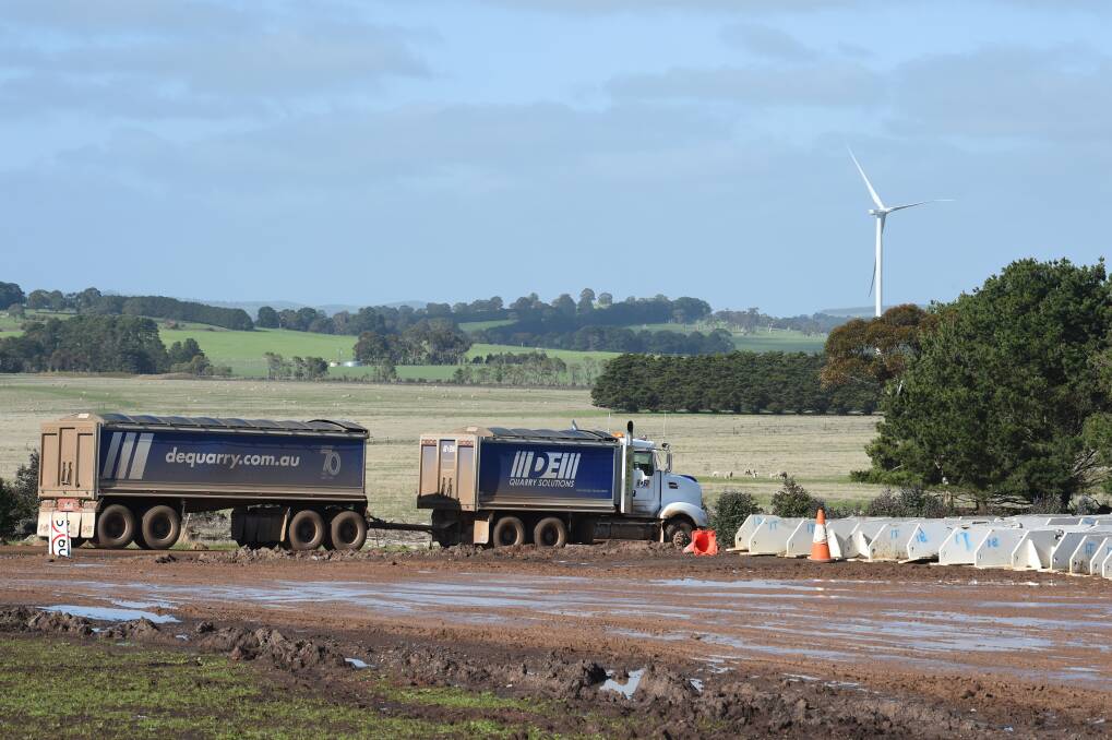 Busy: Hundreds of trucks deliver cement and rock to remote sites every day.