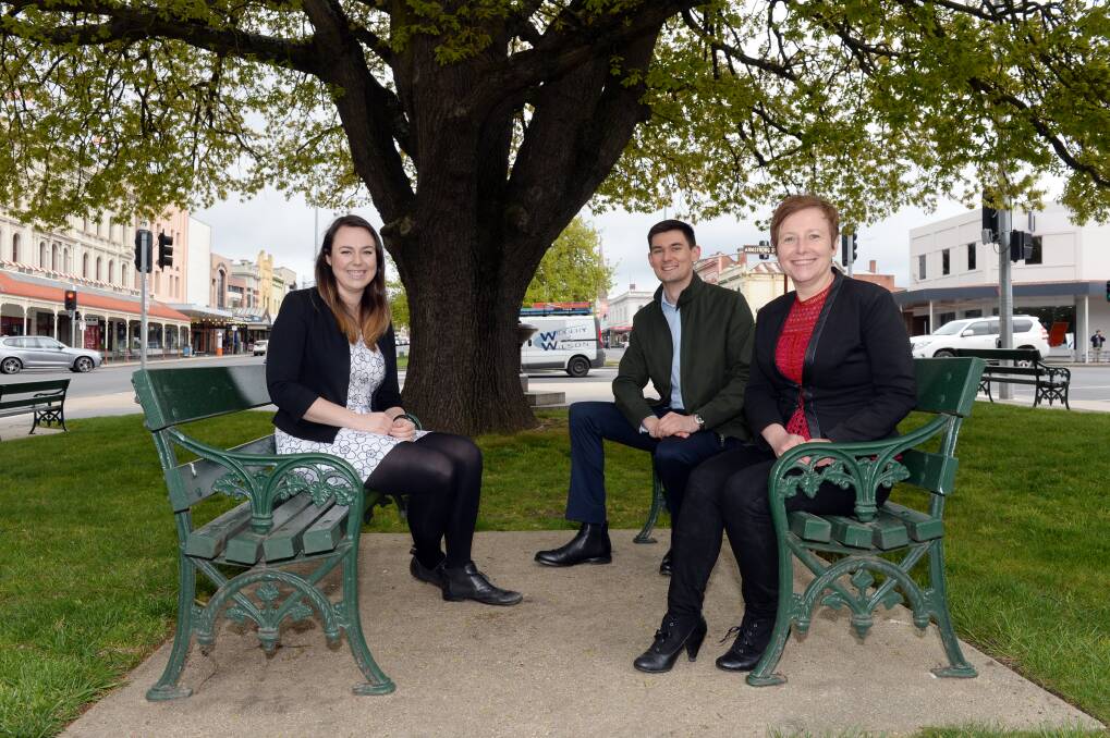 Initiative: Greens candidates Ellen Burns, Jackson Snep, and Belinda Coates. Picture: Kate Healy