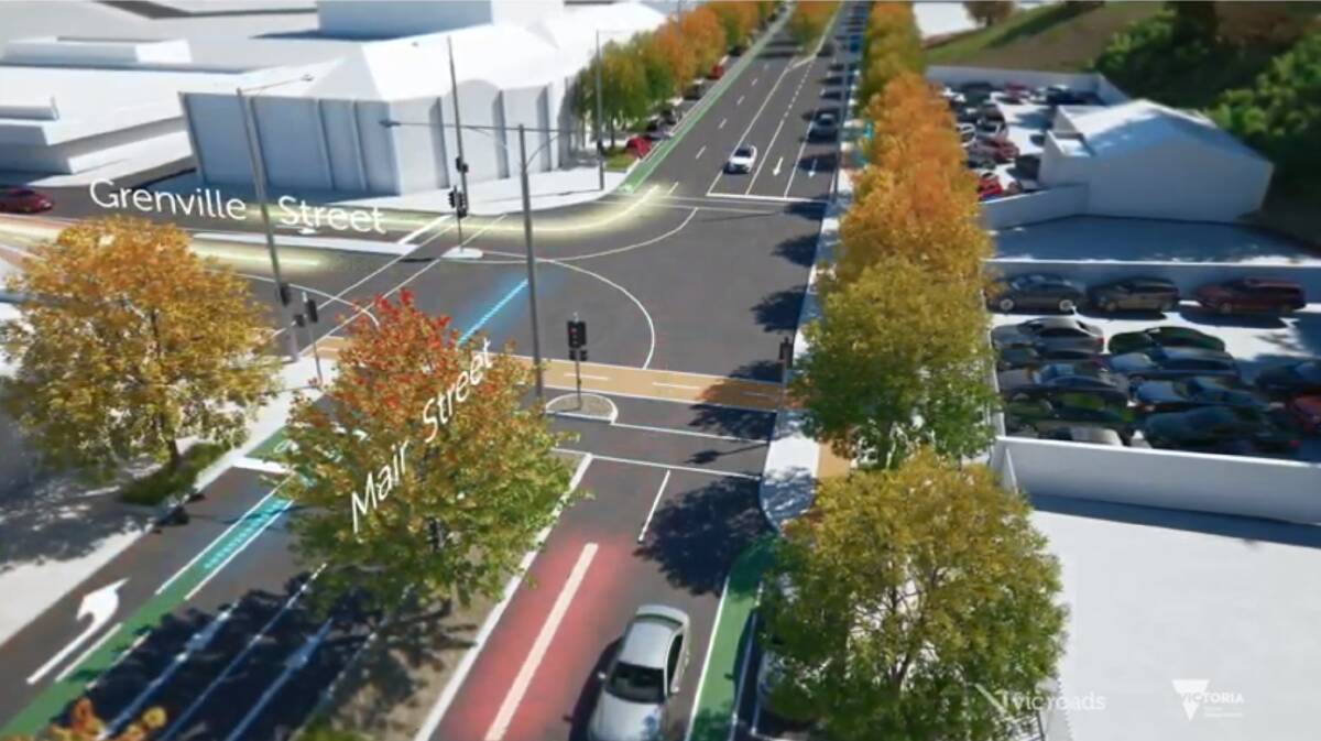 Flow: A VicRoads video extols the virtue of traffic lights replacing roundabouts at Grenville Street and Dawson Street.