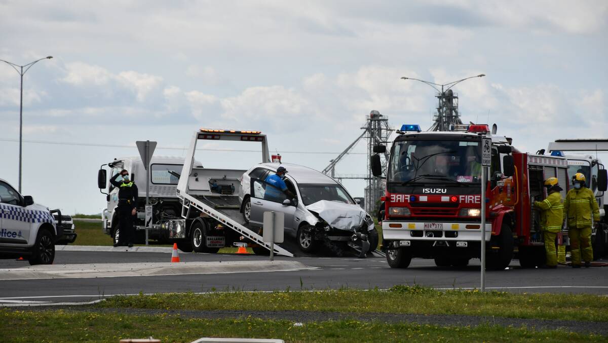Emergency services attend a crash at Ring Road and Gregory Street West in October 2020. Picture: The Courier