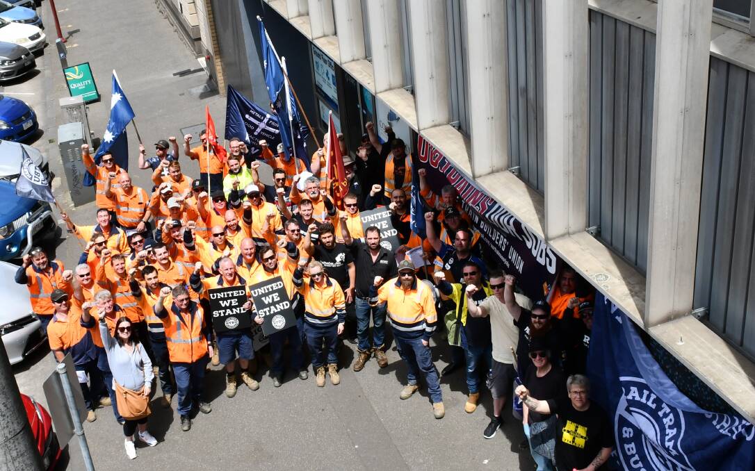Alstom workers rally in front of Wendouree MP Juliana Addison's office in November 2019. Picture: The Courier