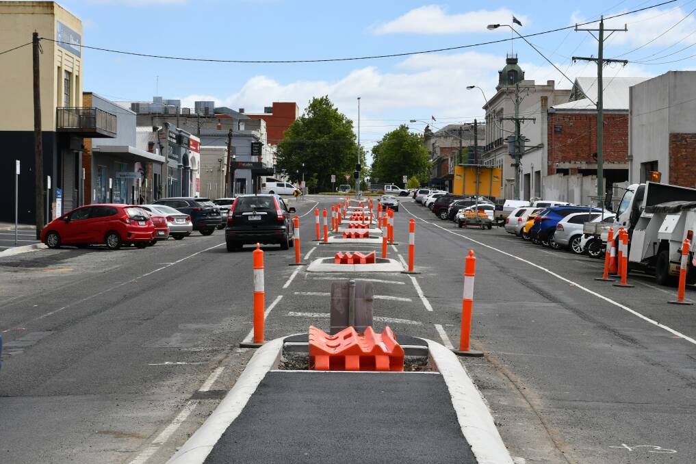Armstrong Street South is being rebuilt, with new spaces for trees in the centre median.