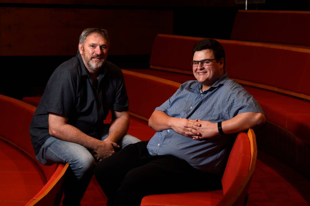 Conversation: Ballarat Mental Health Week Work Group chairperson Paul Hartwood with Mitch Rhook. Picture: Adam Trafford