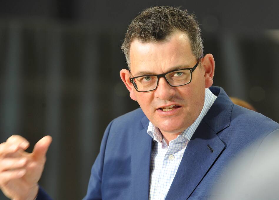 12 months out: Premier Daniel Andrews speaking in Ballarat last month. Picture: Lachlan Bence