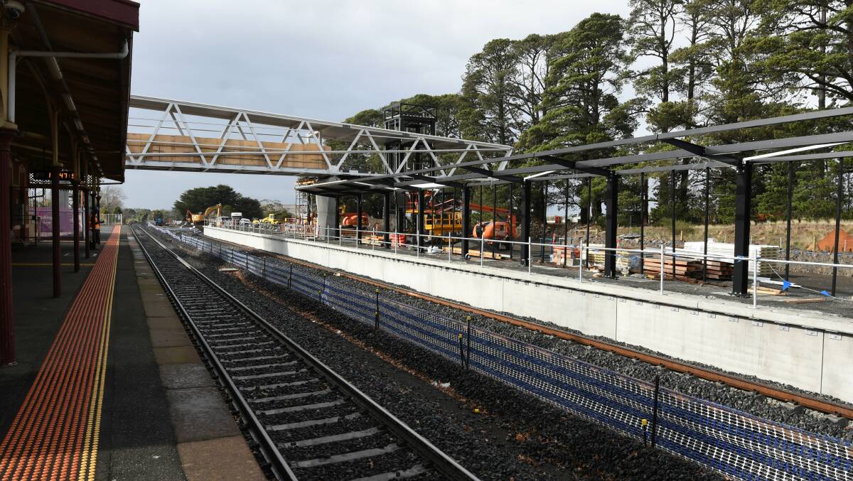 Where's the train?: Upgrade works are ongoing at Ballan station. Picture: Lachlan Bence