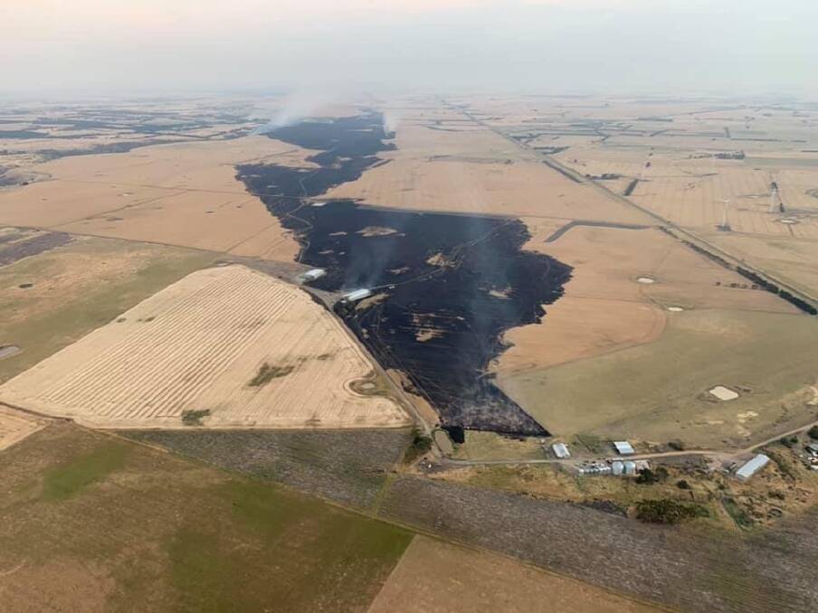 The Mount Mercer-Shelford fire on Friday. Picture: CFA Air Observer