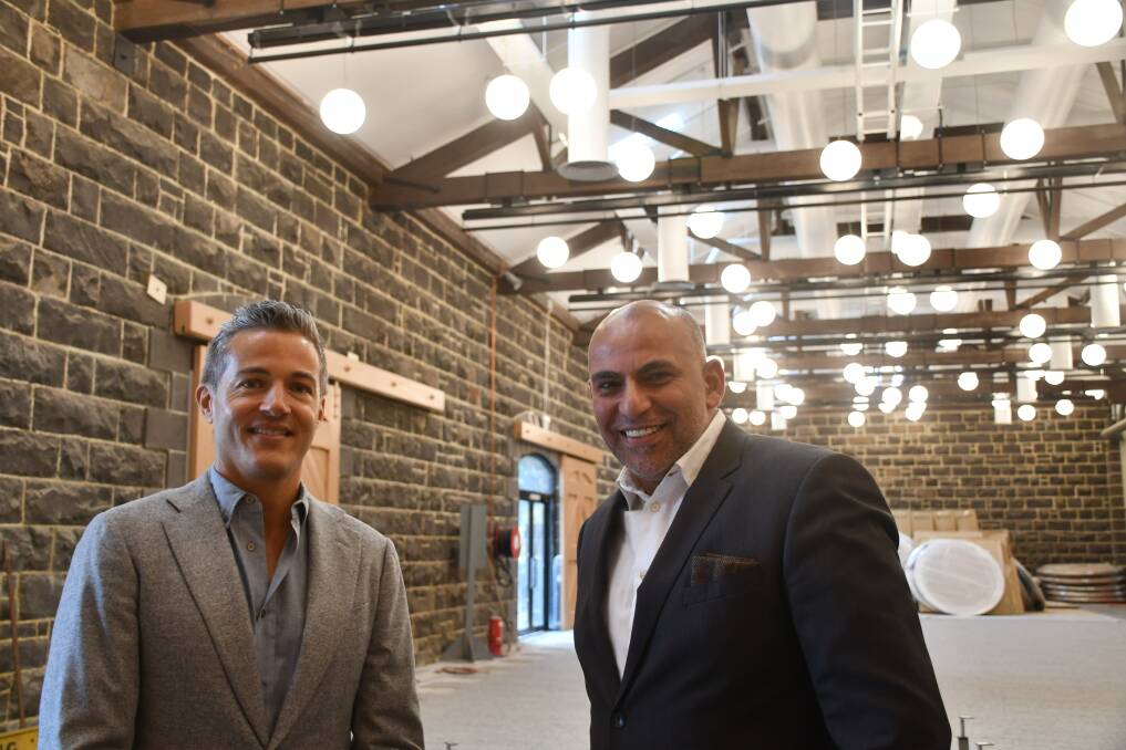 Almost ready: Developer Nando Pellicano and Atlantic Group chief executive Hatem Saleh in the new Goods Shed space. Pictures: The Courier