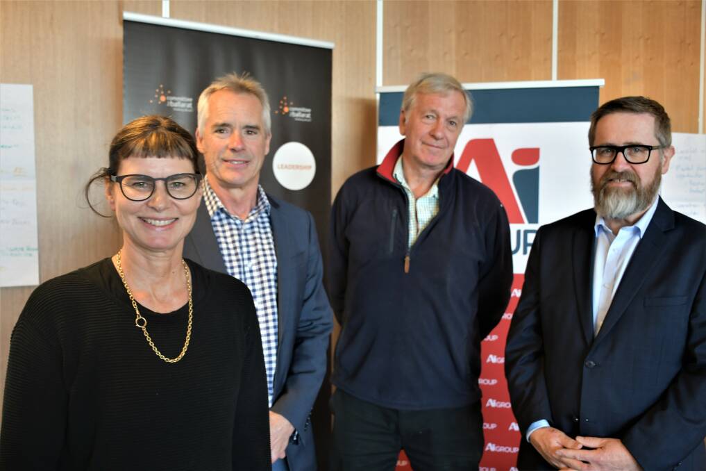 Right place at the right time: Gekko's Elizabeth Lewis-Gray, Committee for Ballarat's Michael Poulton, bioenergy expert Andrew Lang, and AIG's Jim Dannock say Ballarat could promote bioenergy projects in the region. Picture: The Courier
