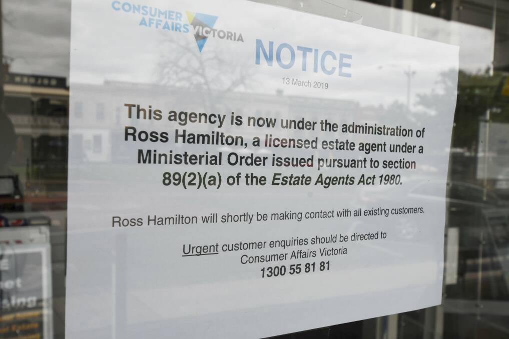 A notice on the former Hayden Real Estate office in Sturt Street from March 2019.