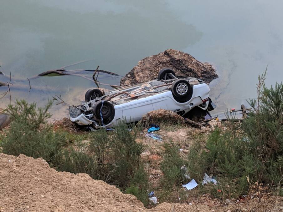 Dumped: A car found in Blue Waters. Picture: supplied