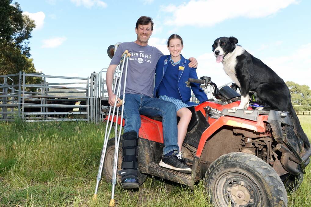 Honoured: Dominic Hanrahan with his daughter Gemma last year, who saved him after he was trampled by a cow. Picture: Kate Healy