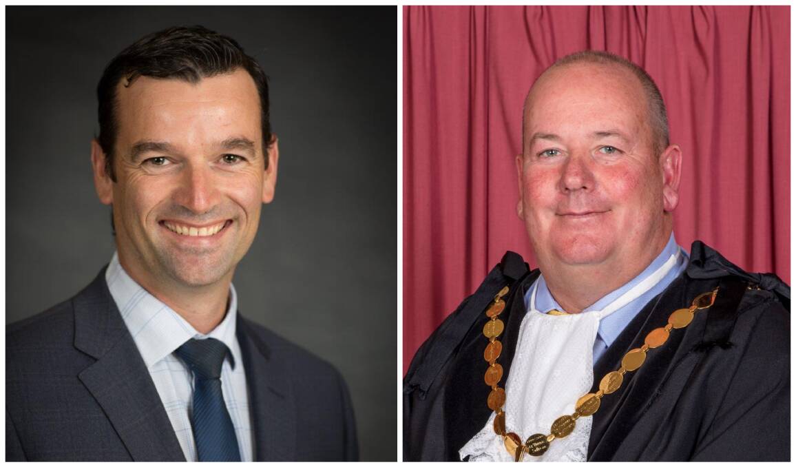 Golden Plains Shire mayor Owen Sharkey and Moorabool Shire mayor David Edwards